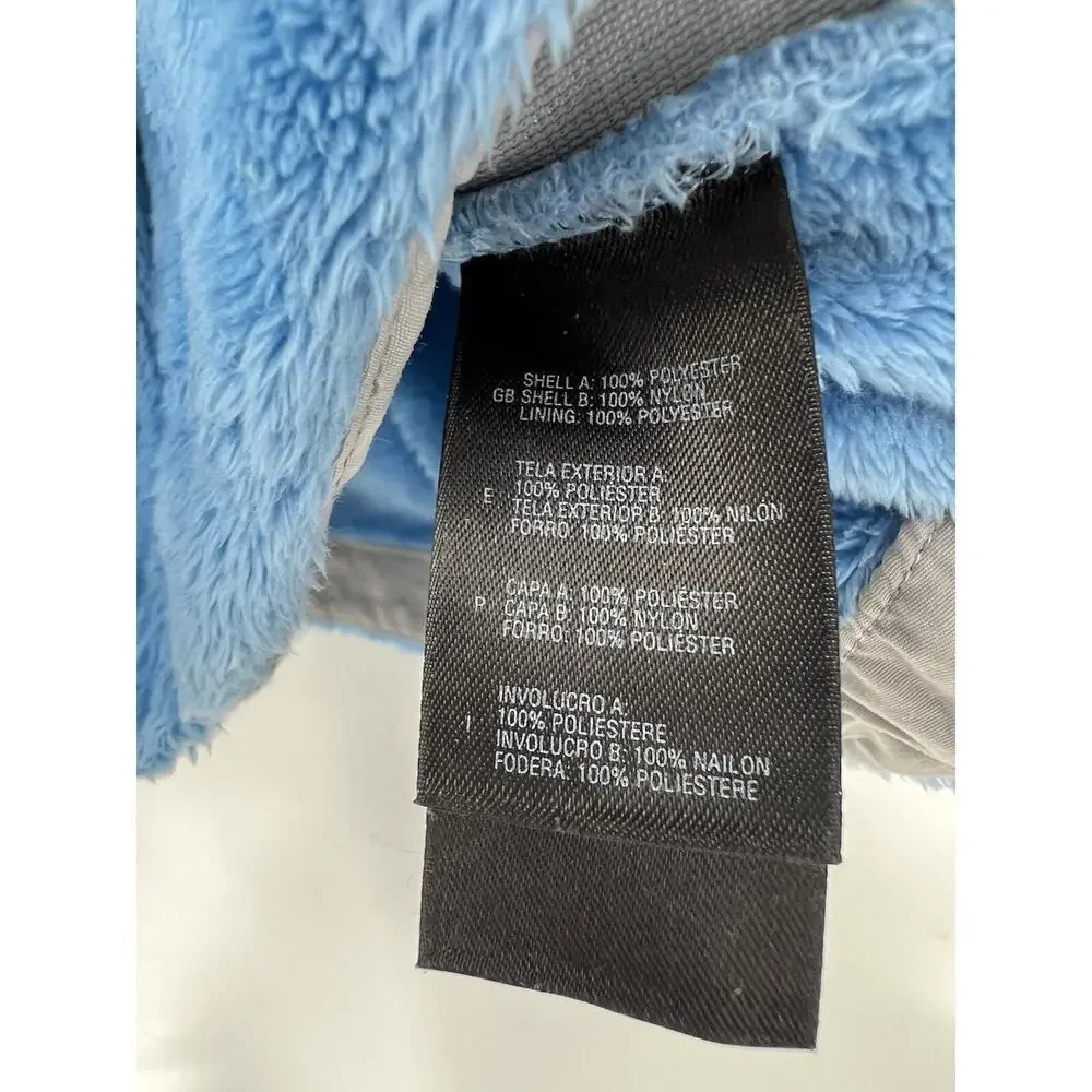 The North Face Girls Jacket XL Blue Gray Fleece Hooded Pockets Full Zip Logo